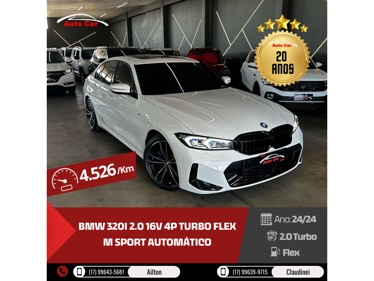 320I 2.0 16V 4P TURBO FLEX M SPORT AUTOMÁTICO