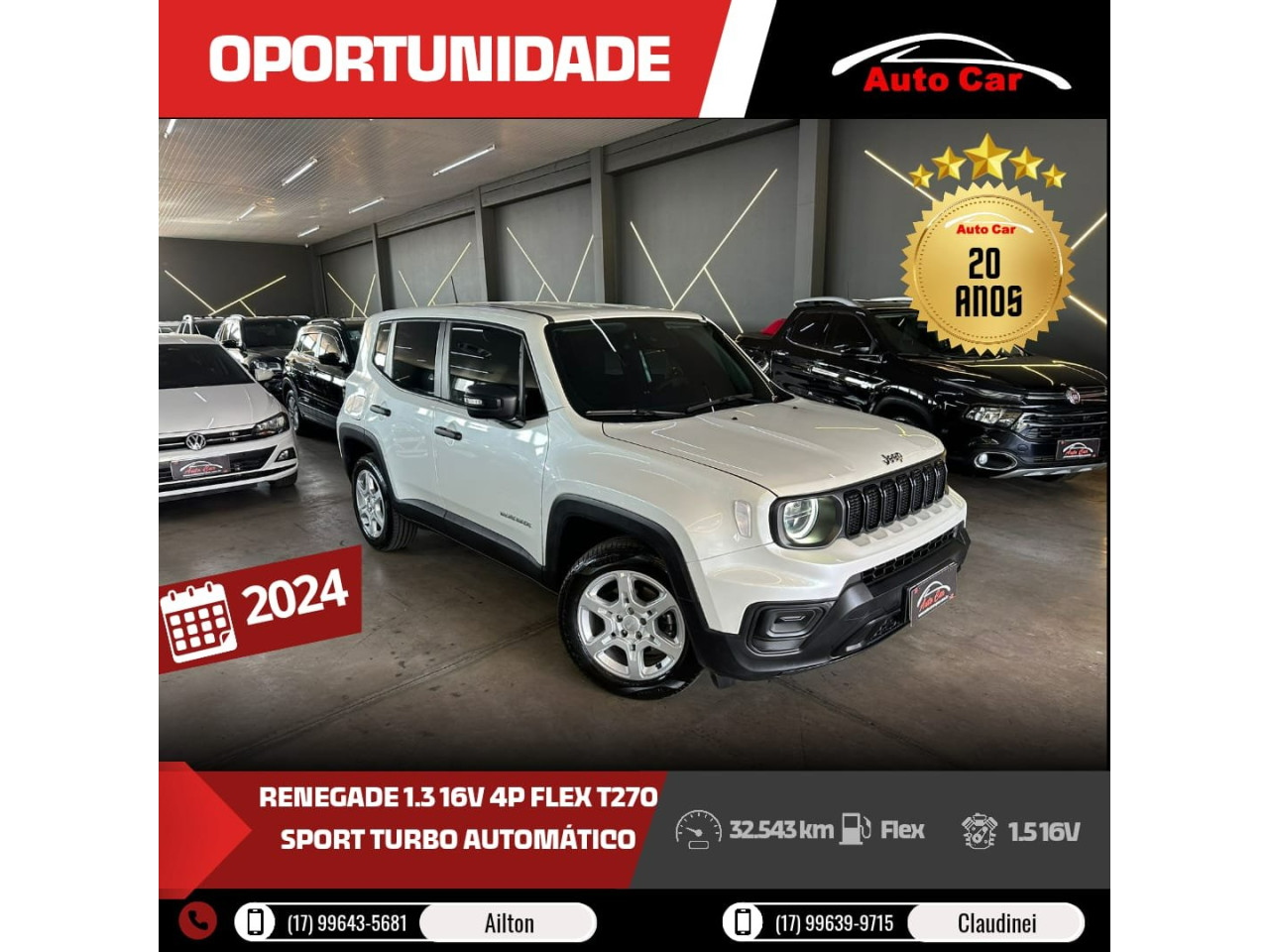 Renegade 1.3 16V 4P FLEX T270 SPORT TURBO AUTOMÁTICO