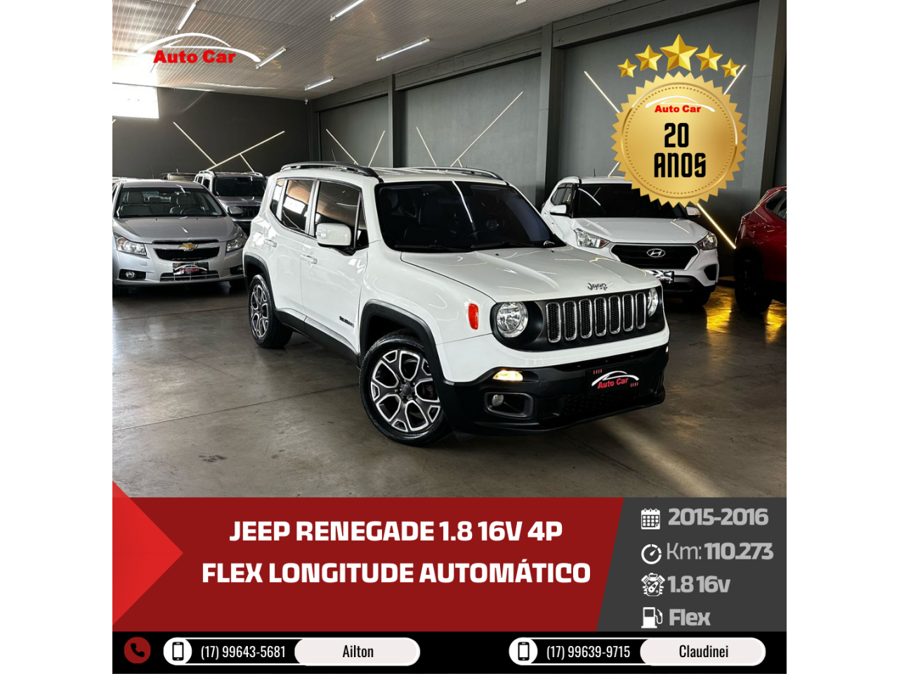 Renegade 1.8 16V 4P FLEX LONGITUDE AUTOMÁTICO