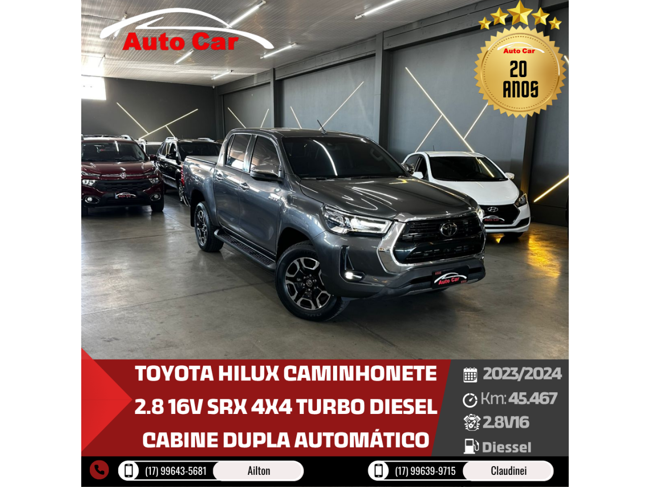 Hilux Caminhonete 2.8 16V SRX 4X4 TURBO DIESEL CABINE DUPLA AUTOMÁTICO