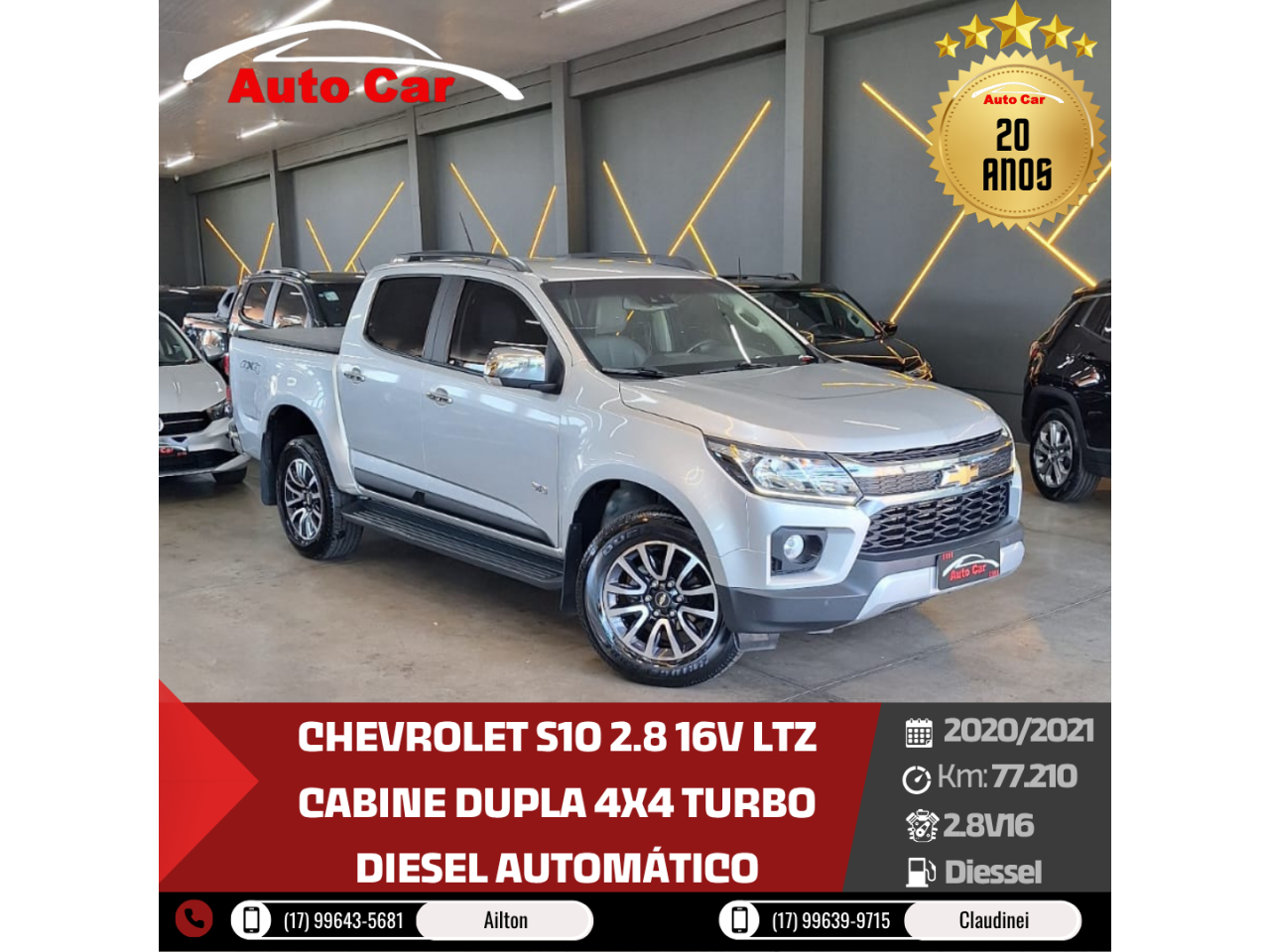 S10 2.8 16V LTZ CABINE DUPLA 4X4 TURBO DIESEL AUTOMÁTICO