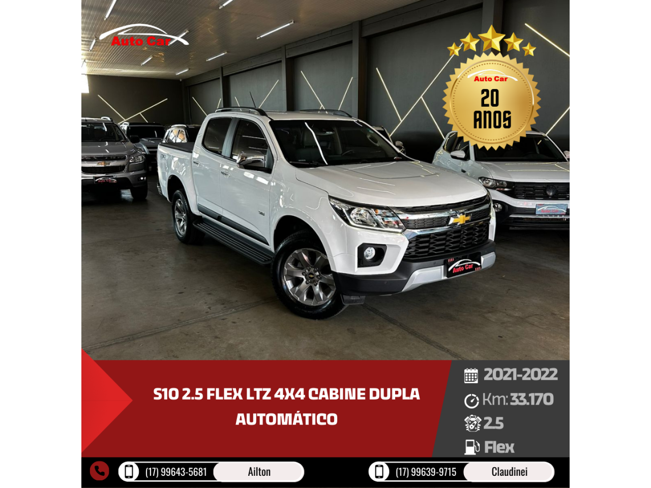 S10 2.5 FLEX LTZ 4X4 CABINE DUPLA AUTOMÁTICO