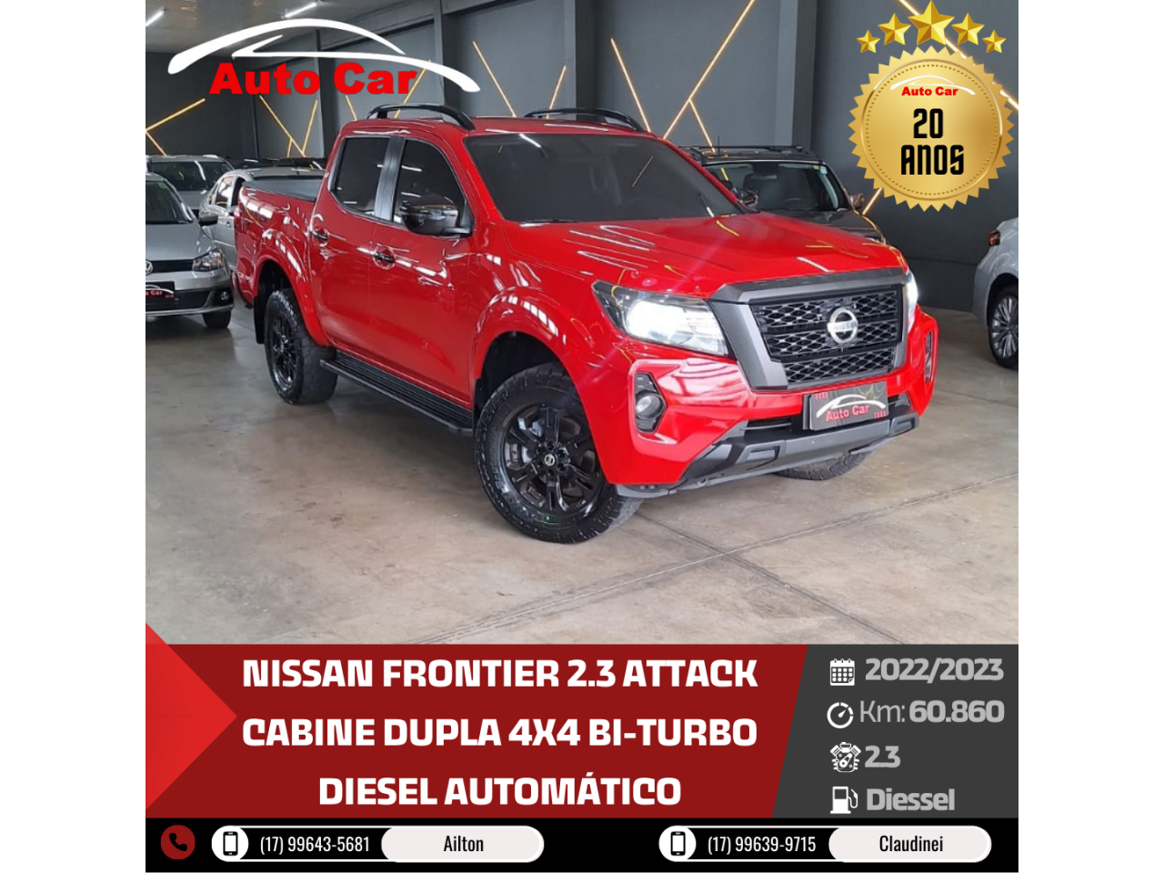 Frontier 2.3 ATTACK CABINE DUPLA 4X4 BI-TURBO DIESEL AUTOMÁTICO