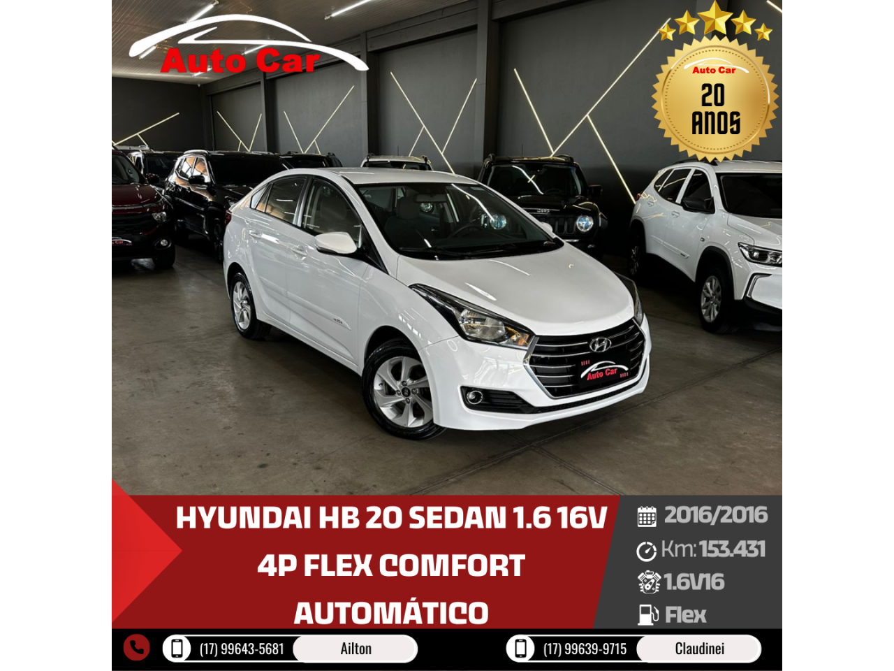 HB 20 Sedan 1.6 16V 4P FLEX COMFORT AUTOMÁTICO