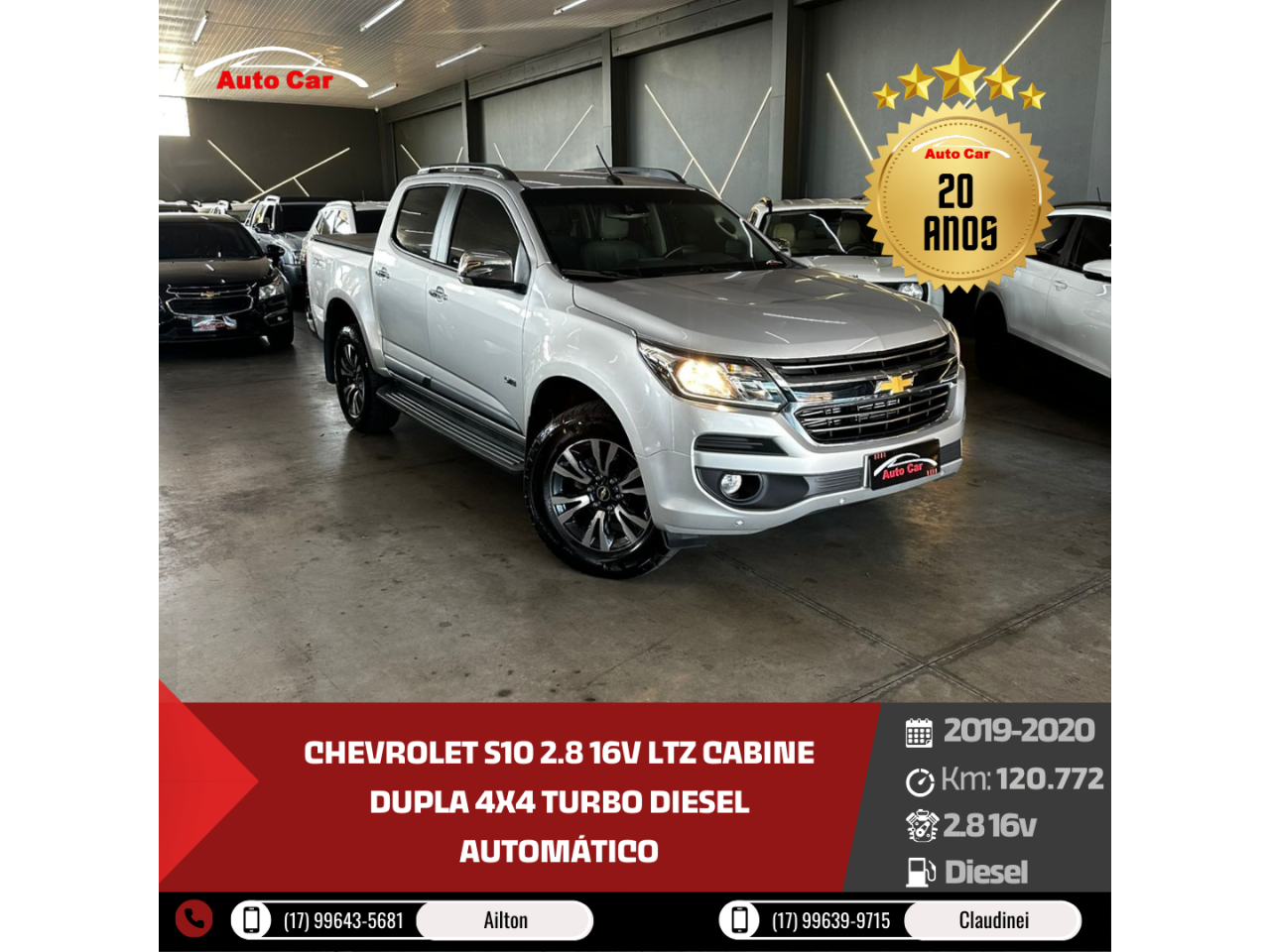 S10 2.8 16V LTZ CABINE DUPLA 4X4 TURBO DIESEL AUTOMÁTICO