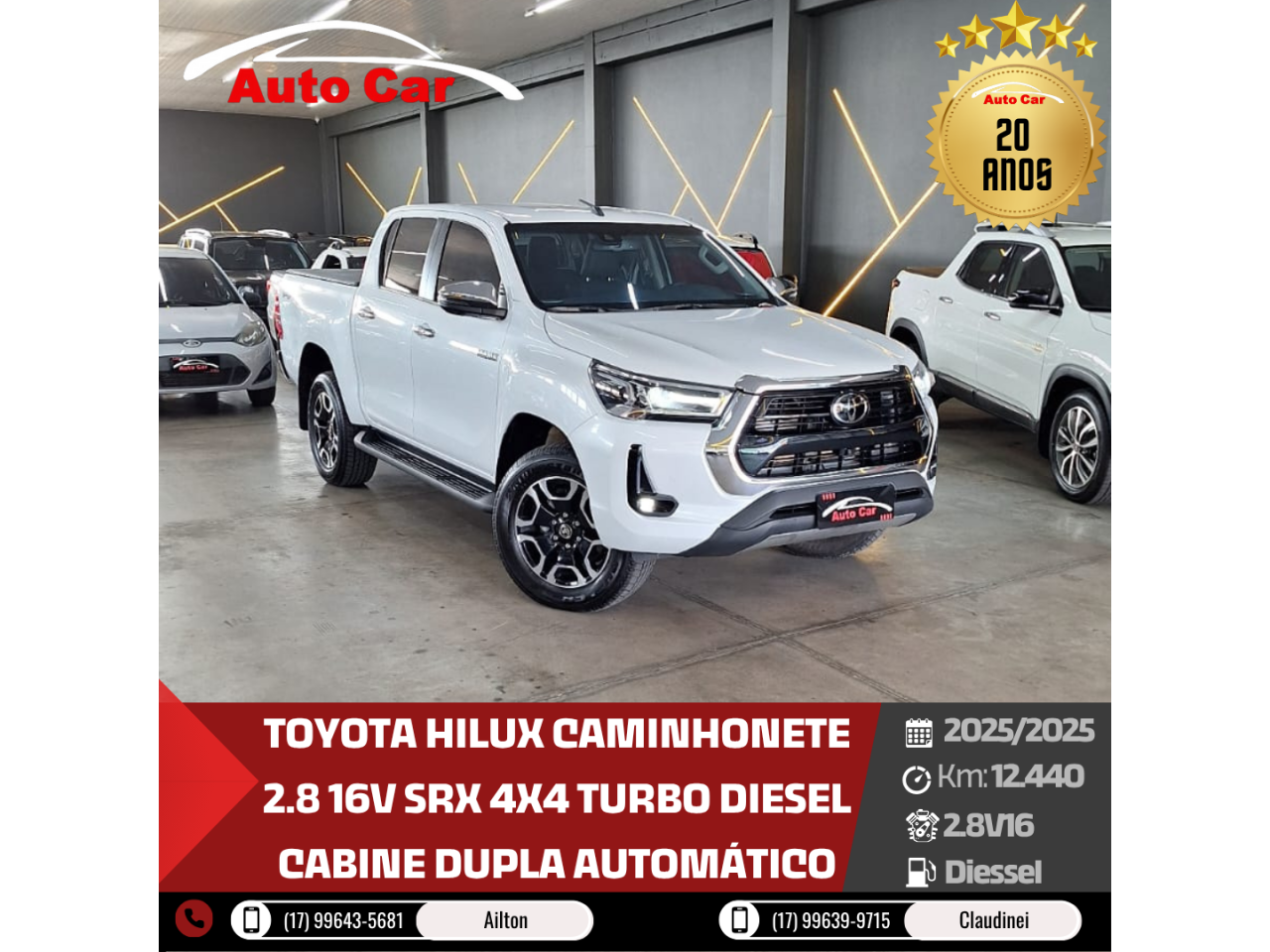 Hilux Caminhonete 2.8 16V SRX 4X4 TURBO DIESEL CABINE DUPLA AUTOMÁTICO