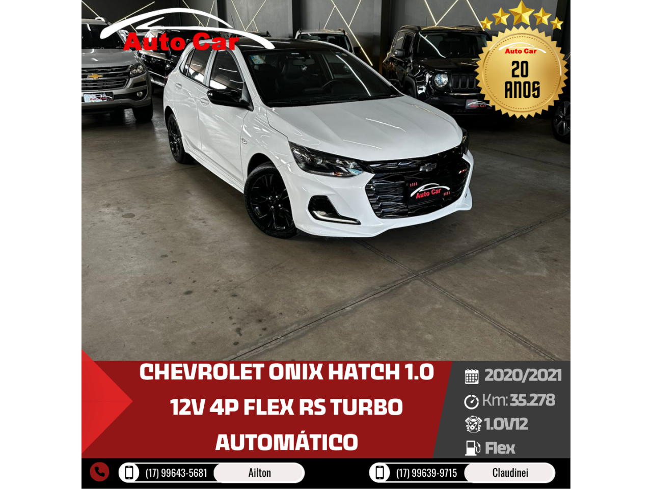 Onix Hatch 1.0 12V 4P FLEX RS TURBO AUTOMÁTICO