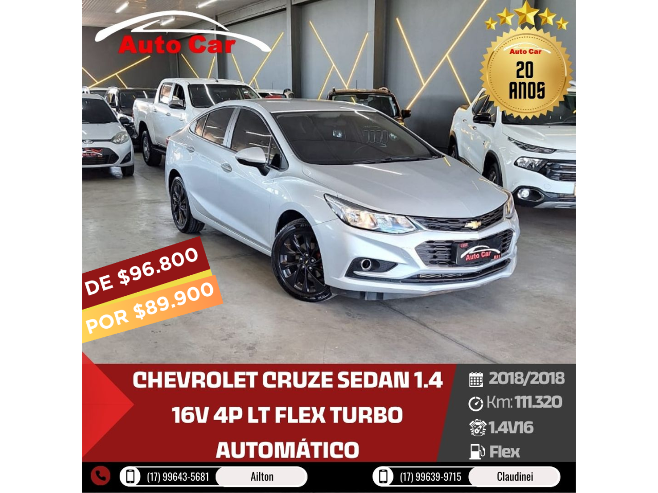 Cruze Sedan 1.4 16V 4P LT FLEX TURBO AUTOMÁTICO