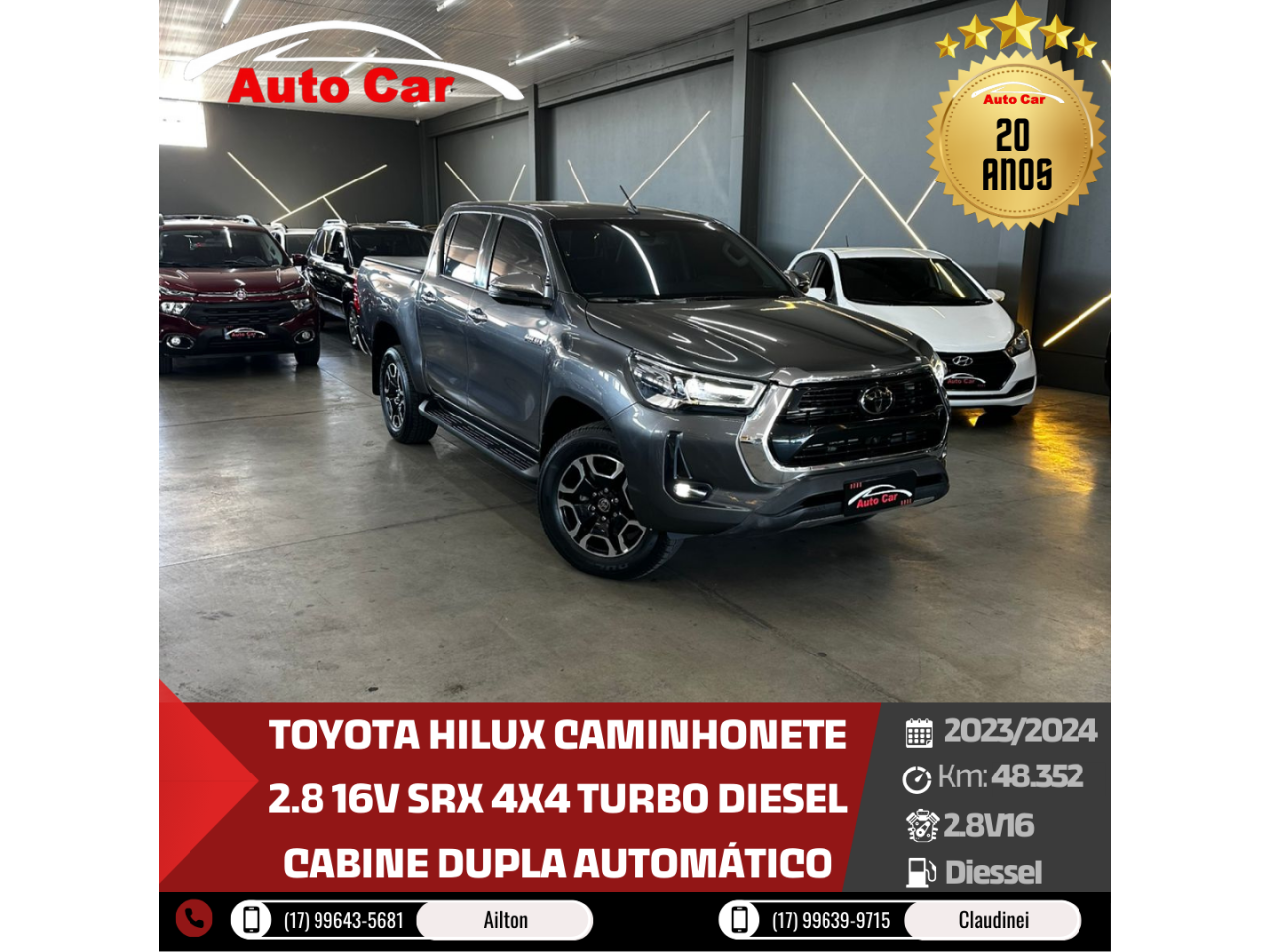 Hilux Caminhonete 2.8 16V SRX 4X4 TURBO DIESEL CABINE DUPLA AUTOMÁTICO