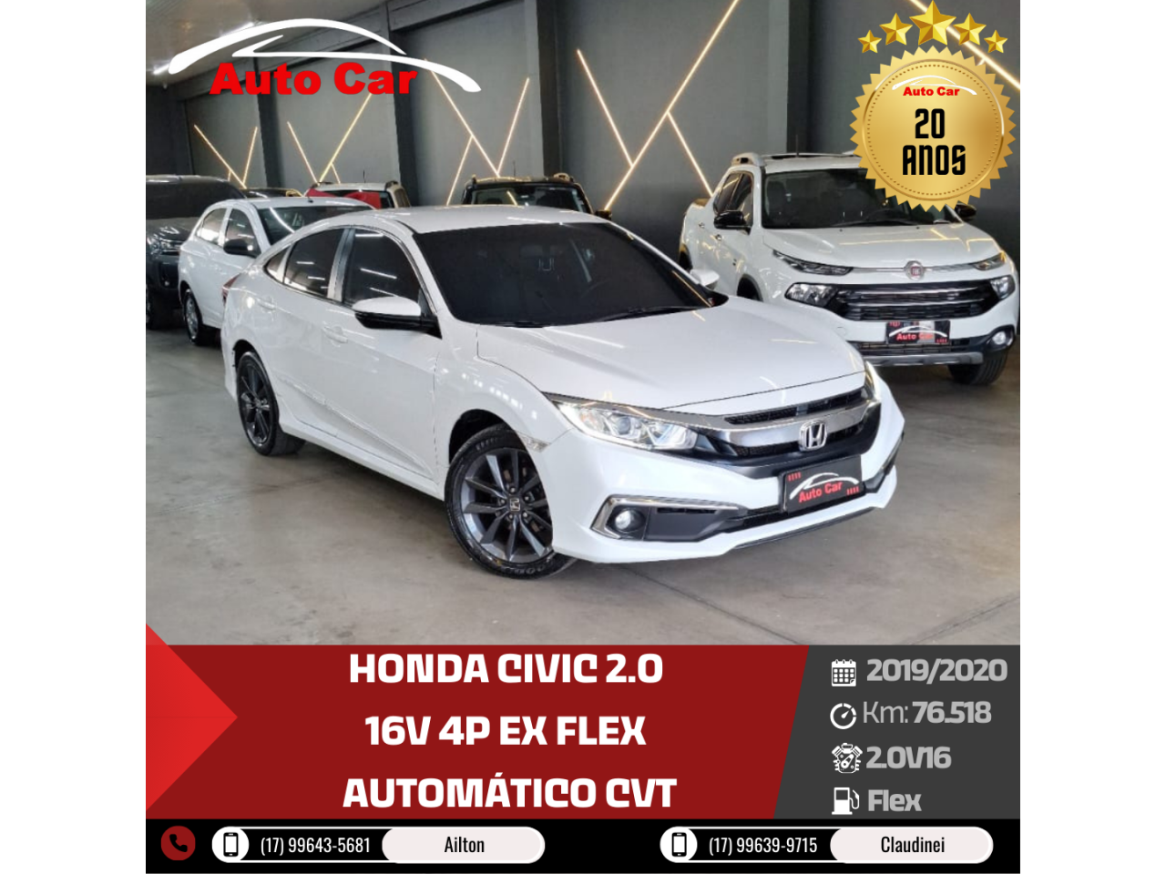 Civic 2.0 16V 4P EX FLEX  AUTOMÁTICO CVT