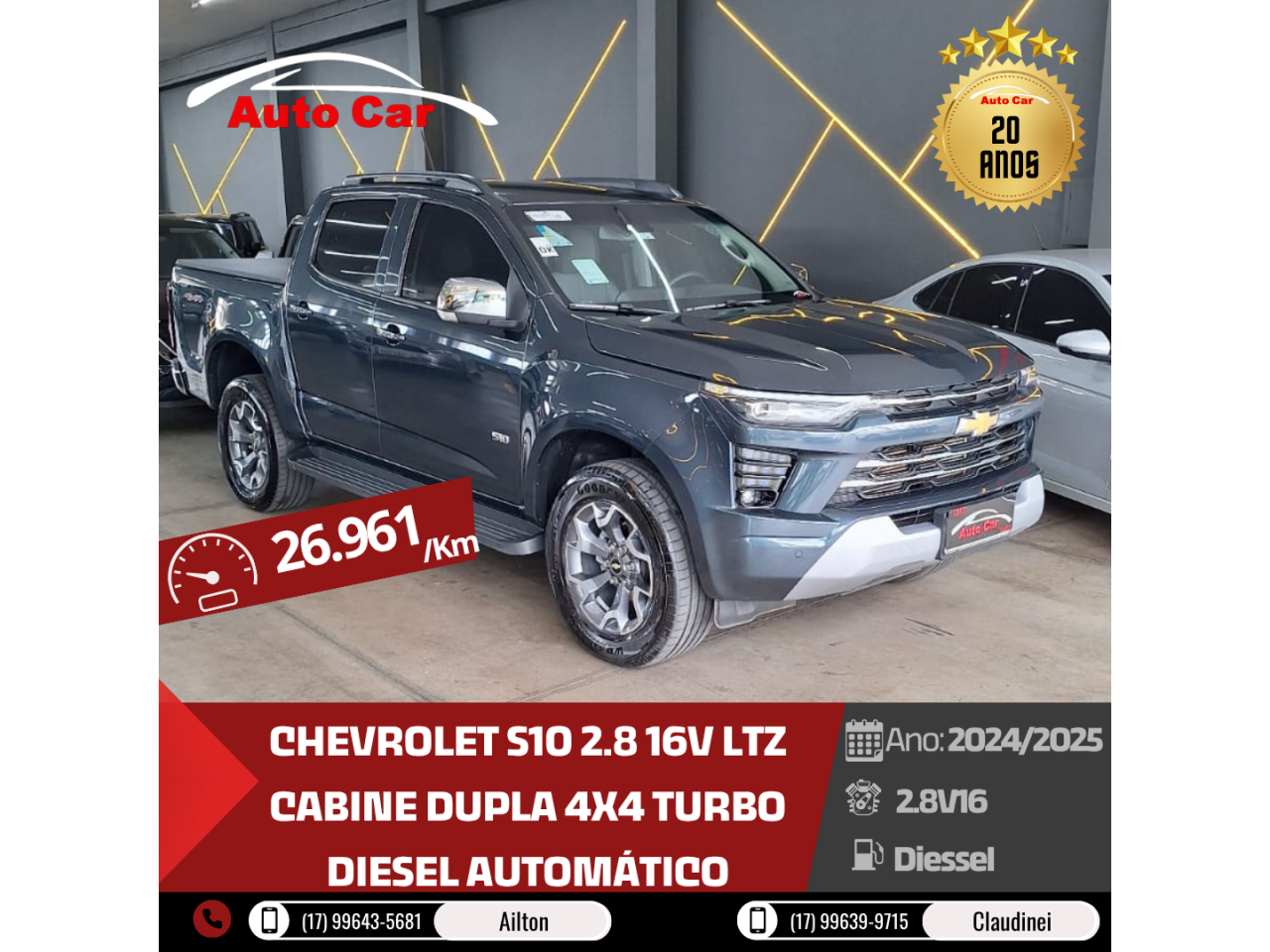 S10 2.8 16V LTZ CABINE DUPLA 4X4 TURBO DIESEL AUTOMÁTICO
