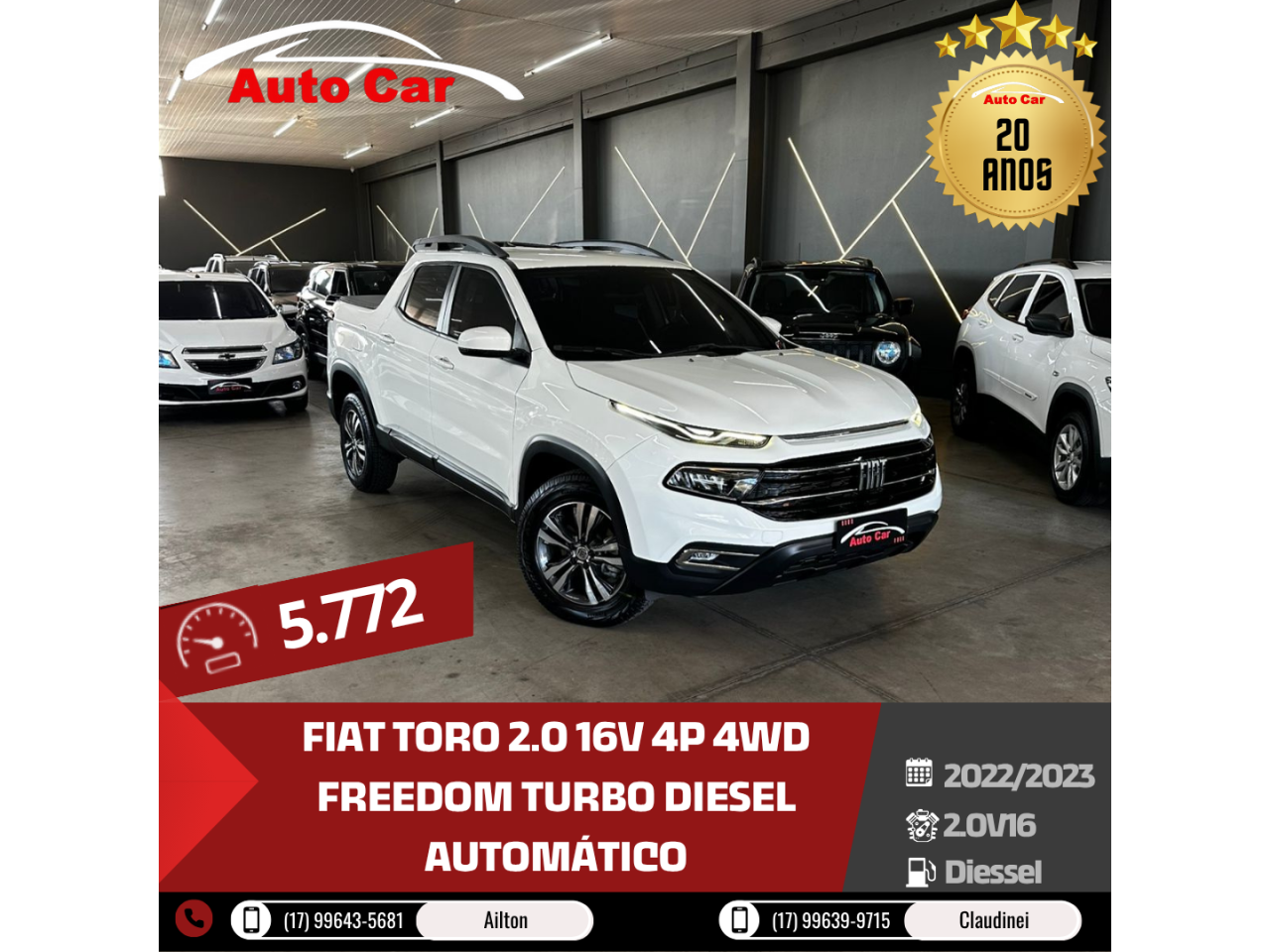 Toro 2.0 16V 4P 4WD FREEDOM TURBO DIESEL  AUTOMÁTICO