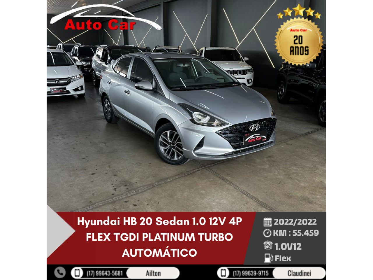 HB 20 Sedan 1.0 12V 4P FLEX TGDI PLATINUM TURBO AUTOMÁTICO