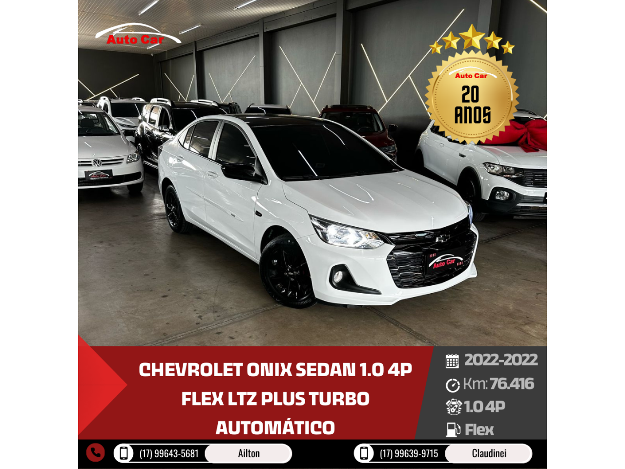 Onix Sedan 1.0 4P FLEX LTZ PLUS TURBO AUTOMÁTICO
