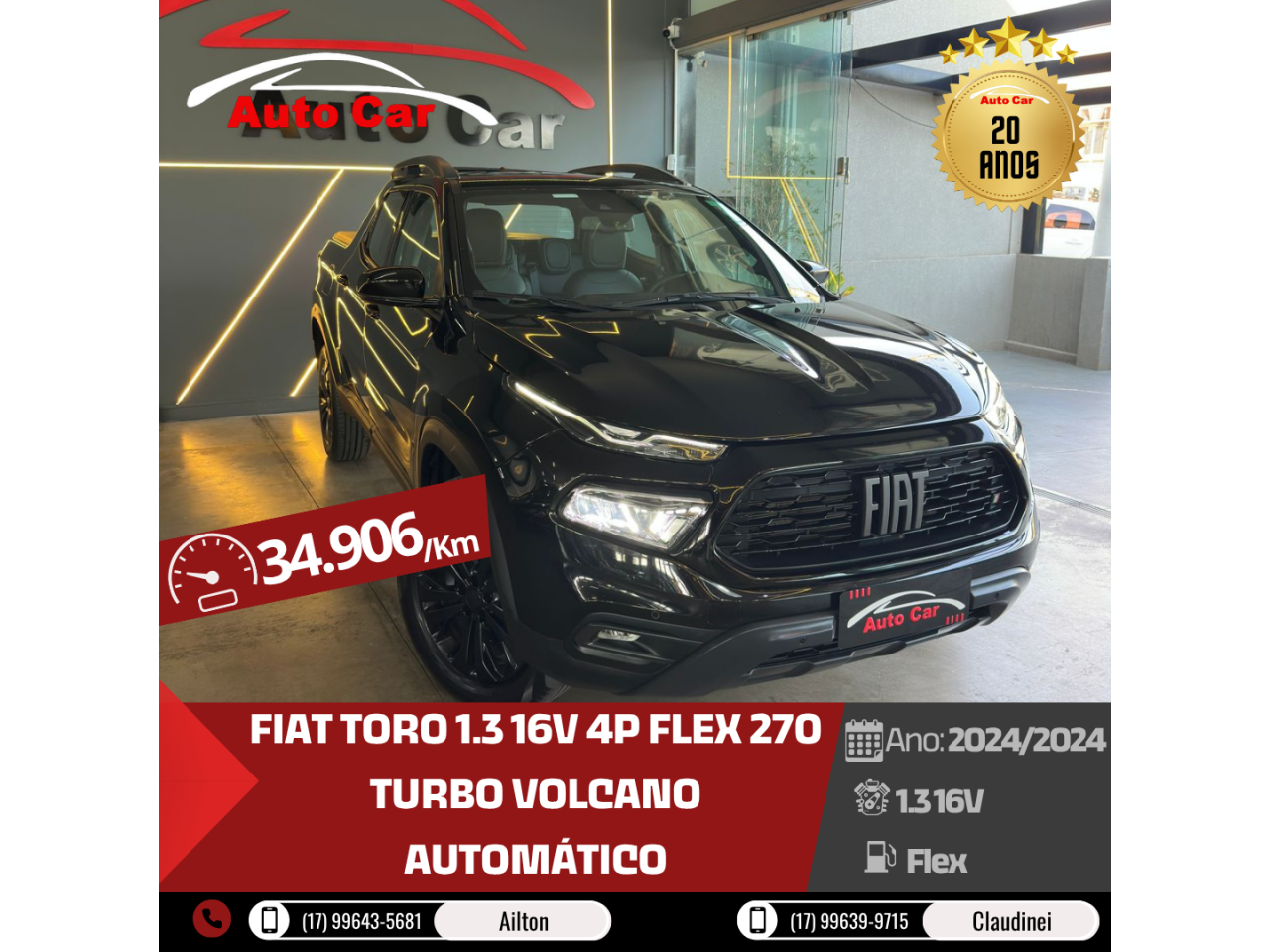 Toro 1.3 16V 4P FLEX 270 TURBO VOLCANO AUTOMÁTICO
