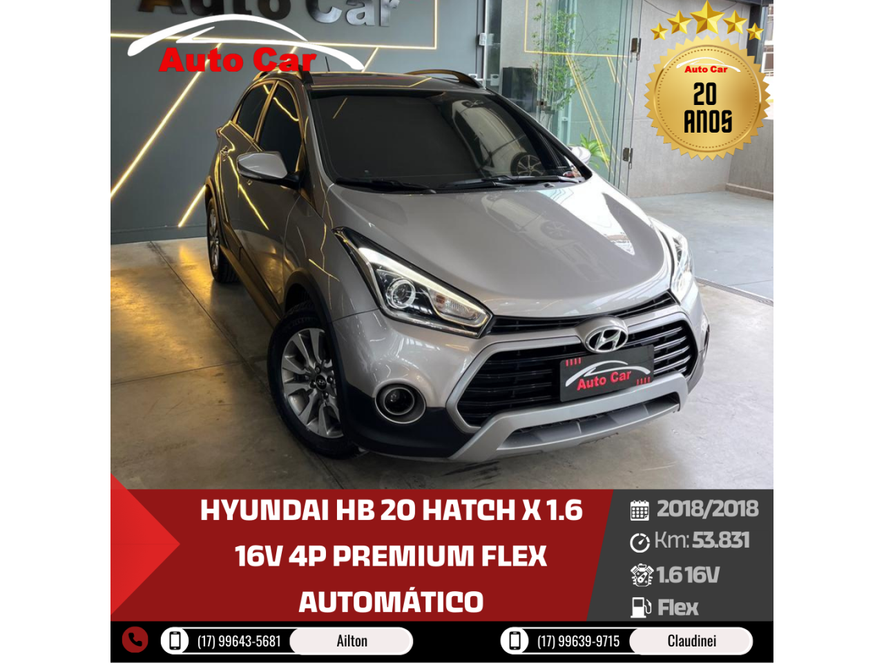 HB 20 Hatch X 1.6 16V 4P PREMIUM FLEX AUTOMÁTICO