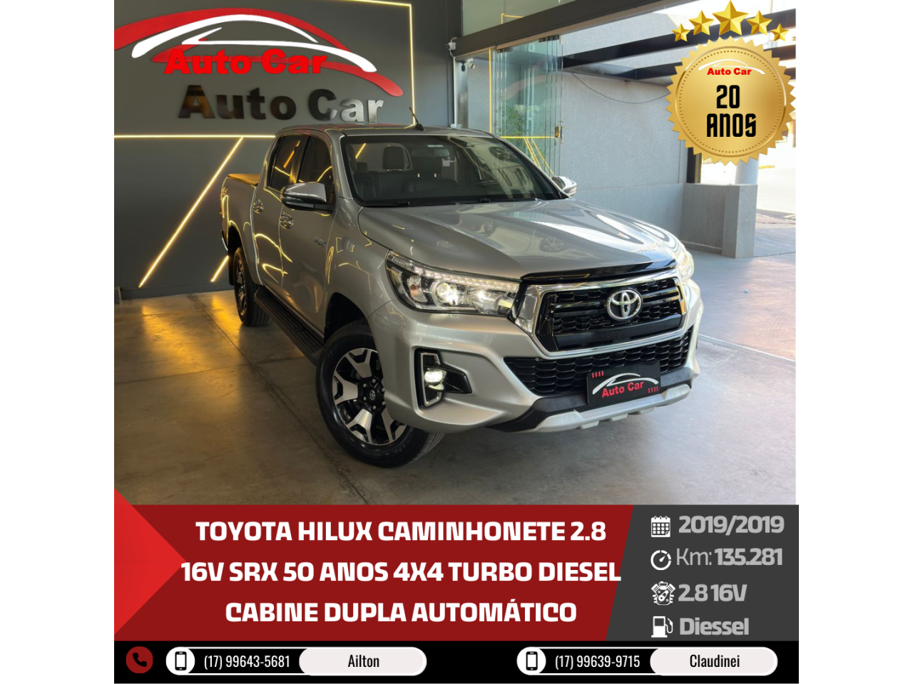 Hilux Caminhonete 2.8 16V SRX 50 ANOS 4X4 TURBO DIESEL CABINE DUPLA AUTOMÁTICO