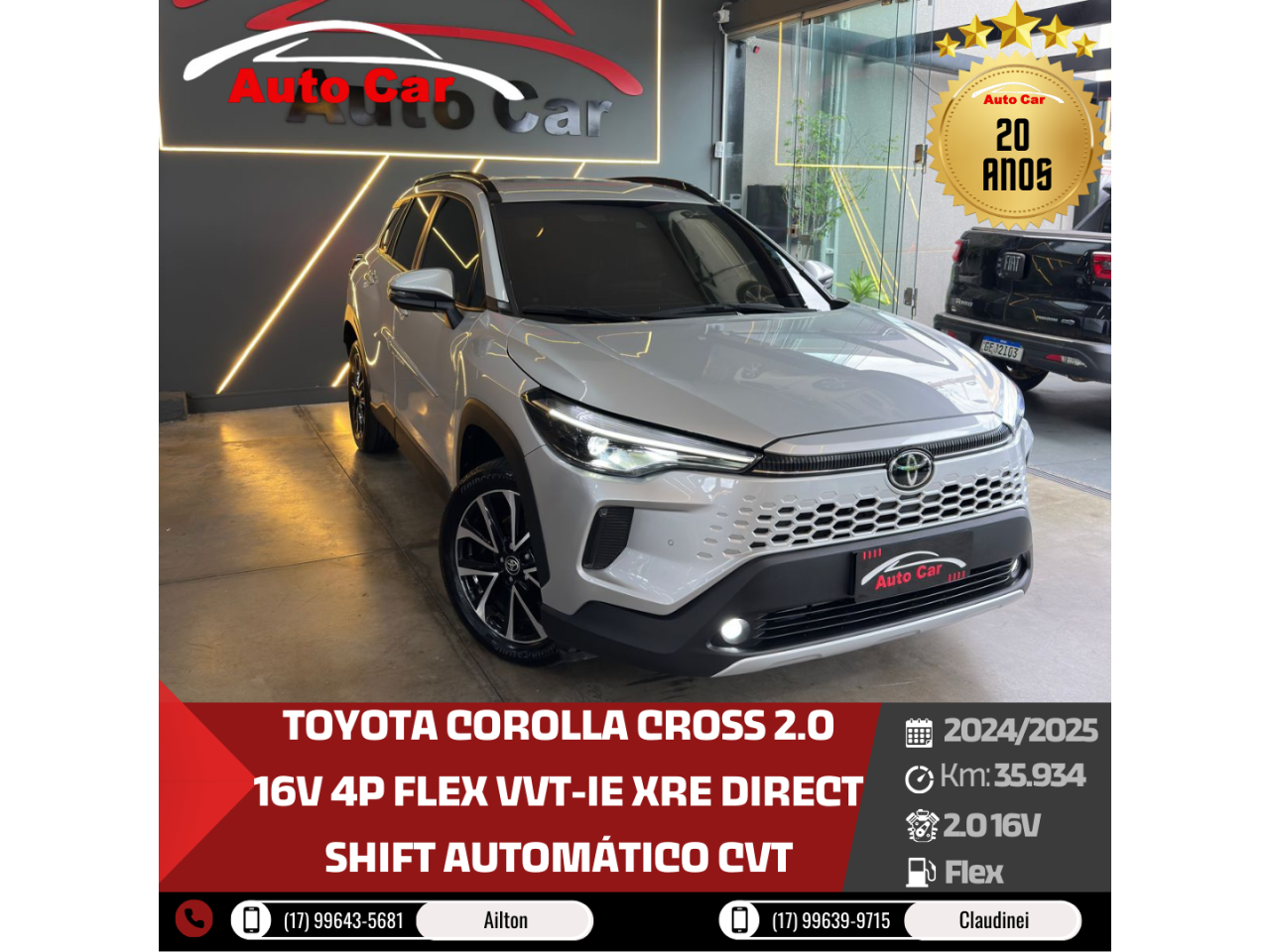 Corolla Cross 2.0 16V 4P FLEX VVT-IE XRE DIRECT SHIFT AUTOMÁTICO CVT