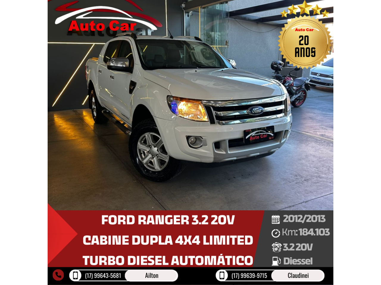 Ranger 3.2 20V CABINE DUPLA 4X4 LIMITED TURBO DIESEL AUTOMÁTICO