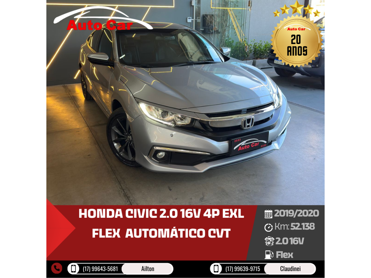 Civic 2.0 16V 4P EXL FLEX  AUTOMÁTICO CVT