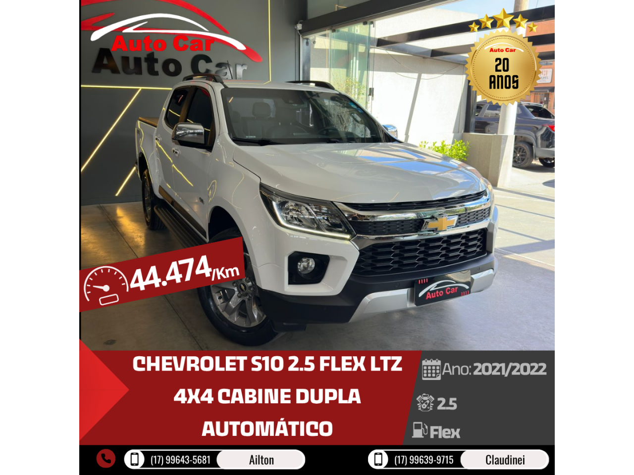 S10 2.5 FLEX LTZ 4X4 CABINE DUPLA AUTOMÁTICO