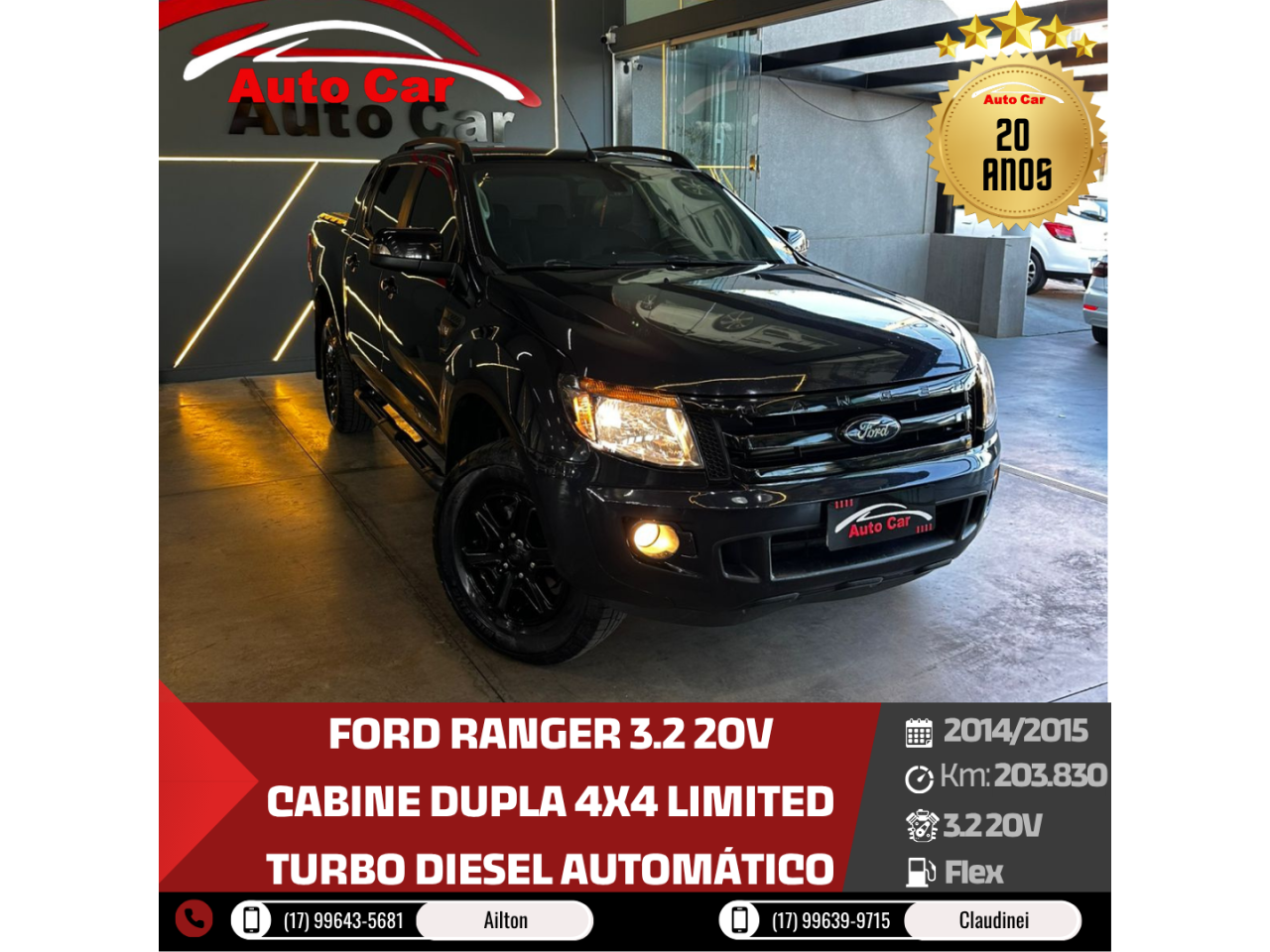 Ranger 3.2 20V CABINE DUPLA 4X4 LIMITED TURBO DIESEL AUTOMÁTICO