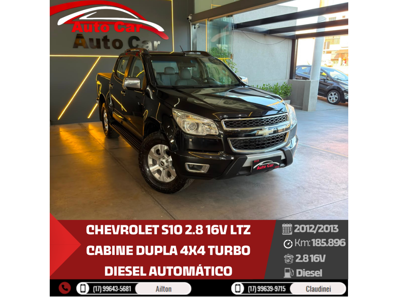 S10 2.8 16V LTZ CABINE DUPLA 4X4 TURBO DIESEL AUTOMÁTICO