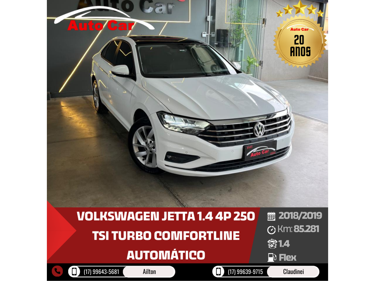 Jetta 1.4 4P 250 TSI TURBO COMFORTLINE AUTOMÁTICO