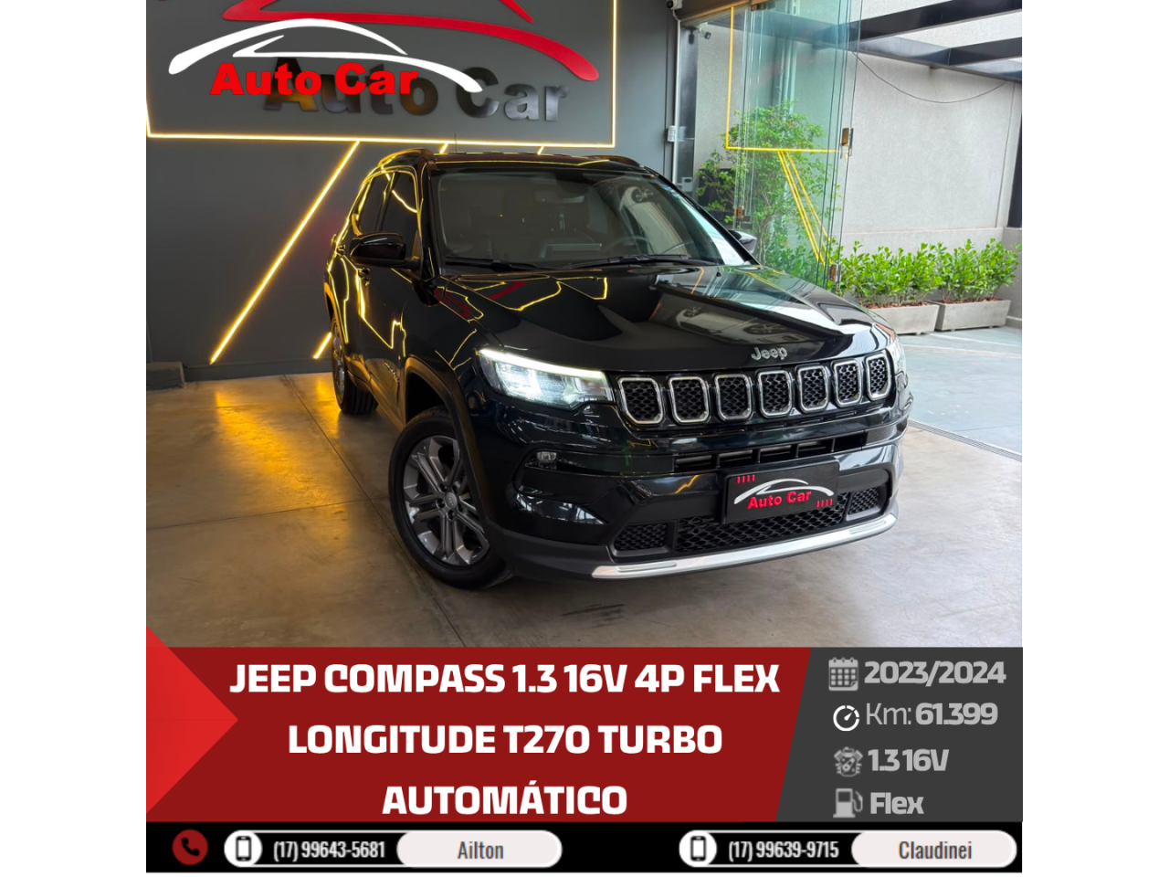 Compass 1.3 16V 4P FLEX LONGITUDE T270 TURBO AUTOMÁTICO