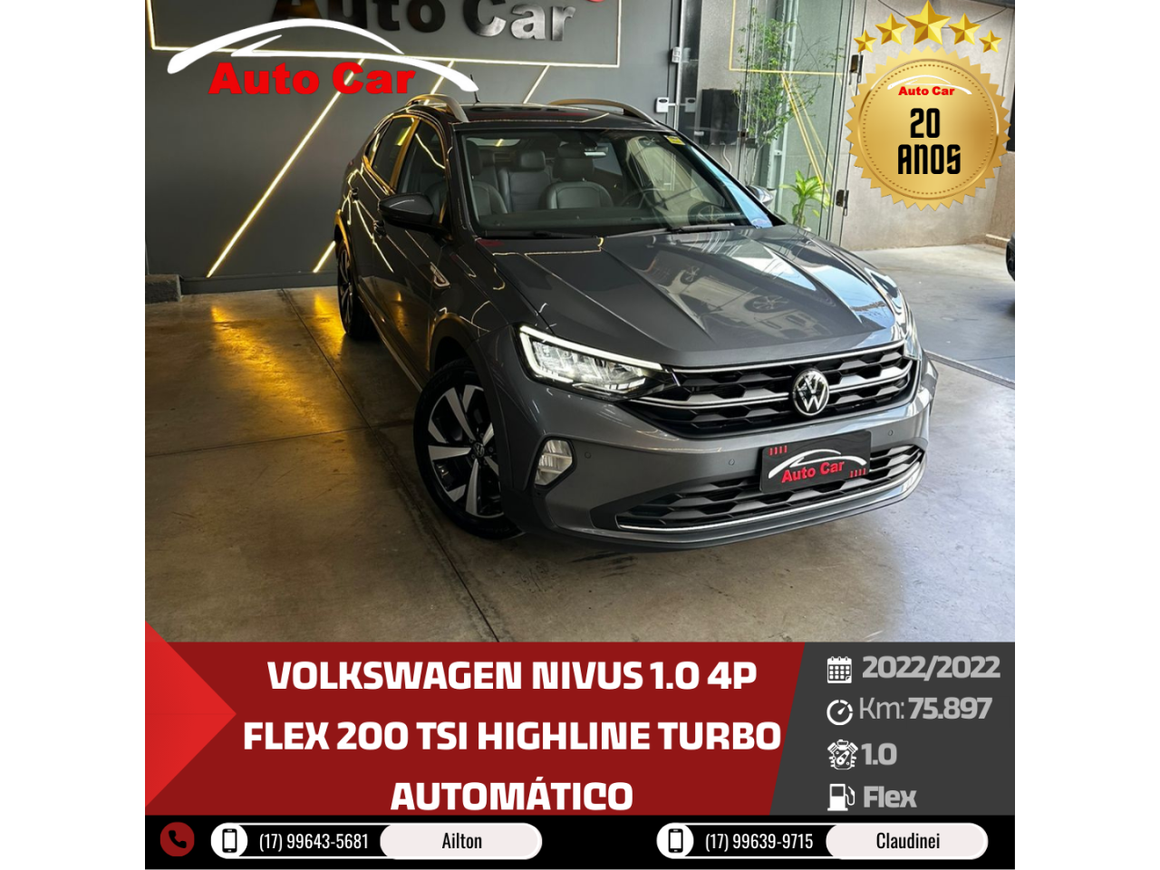 Nivus 1.0 4P FLEX 200 TSI HIGHLINE TURBO AUTOMÁTICO