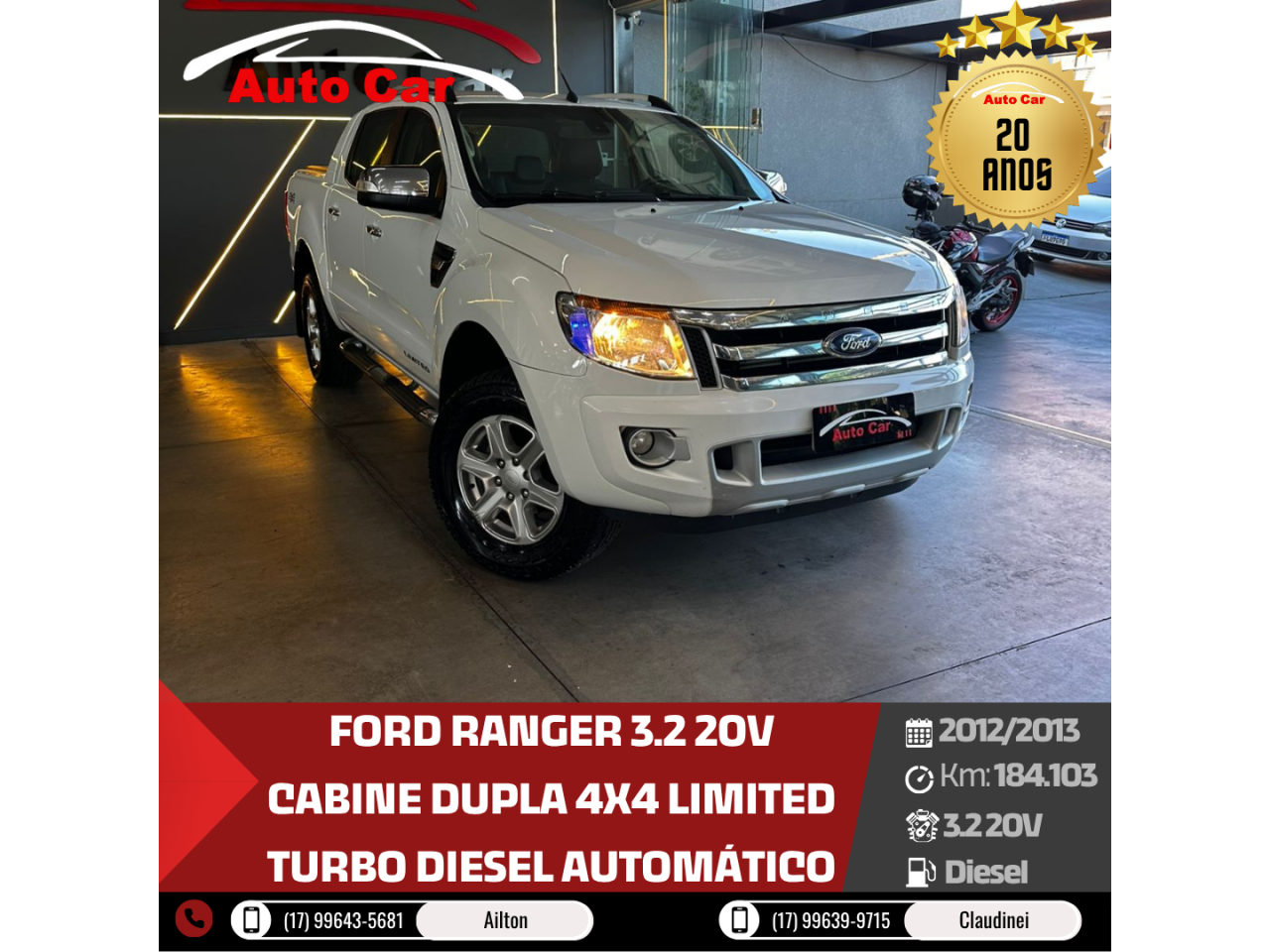 Ranger 3.2 20V CABINE DUPLA 4X4 LIMITED TURBO DIESEL AUTOMÁTICO