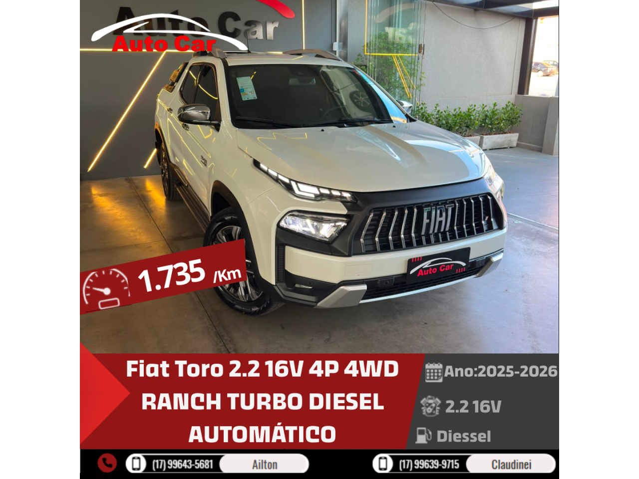Toro 2.2 16V 4P 4WD RANCH TURBO DIESEL AUTOMÁTICO