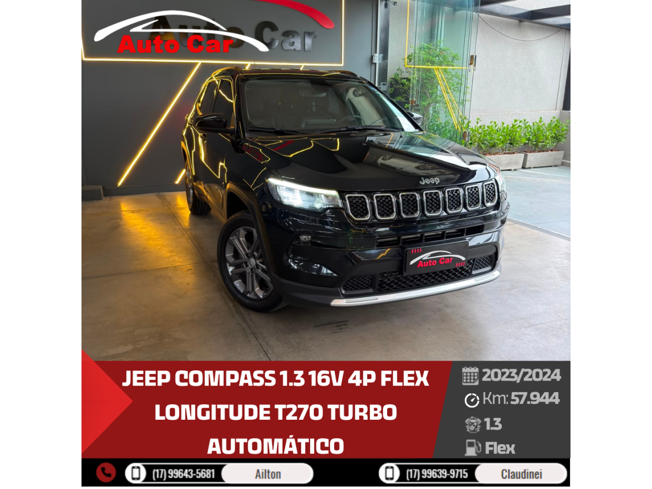 Compass 1.3 16V 4P FLEX LONGITUDE T270 TURBO AUTOMÁTICO
