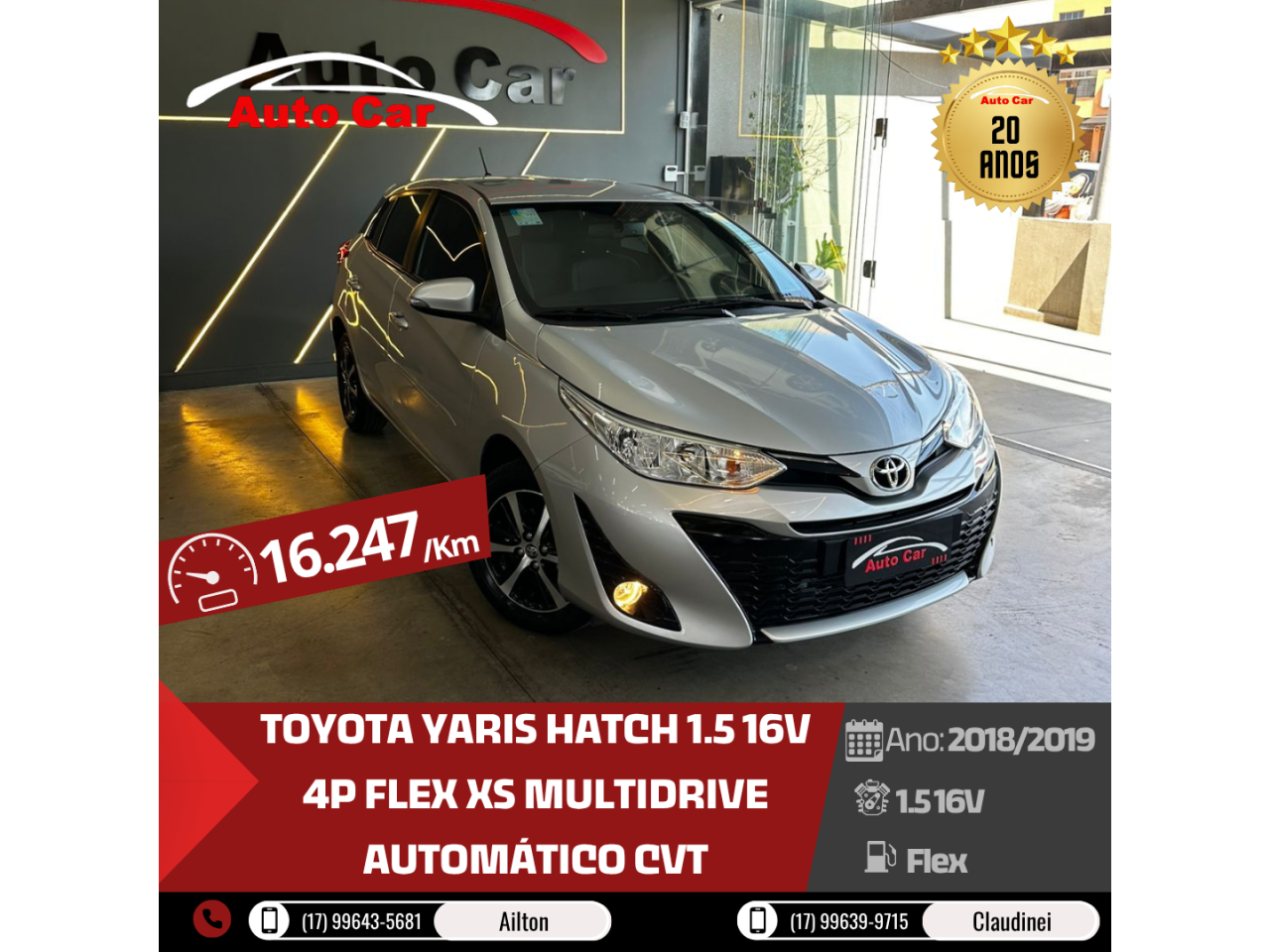Yaris Hatch 1.5 16V 4P FLEX XS MULTIDRIVE AUTOMÁTICO CVT