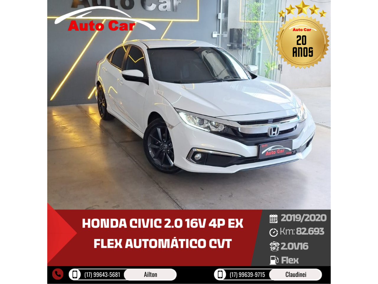 Civic 2.0 16V 4P EX FLEX  AUTOMÁTICO CVT