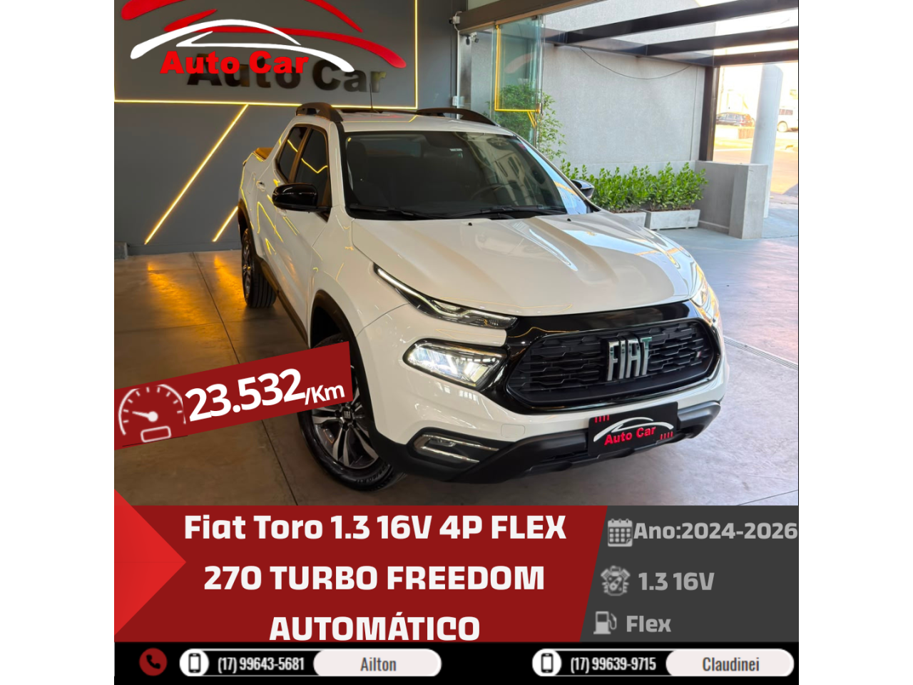 Toro 1.3 16V 4P FLEX 270 TURBO FREEDOM AUTOMÁTICO
