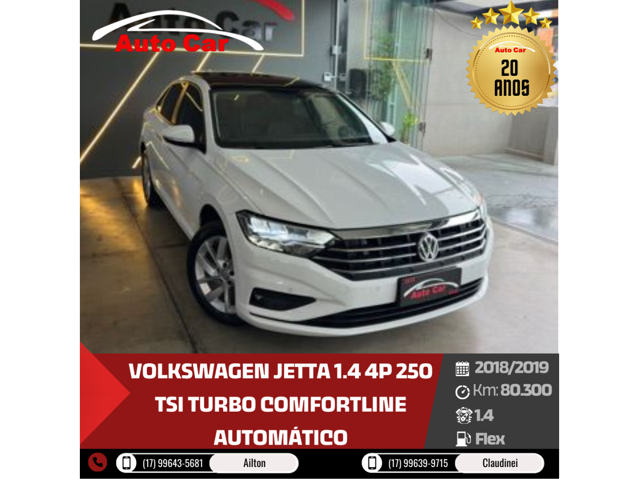Jetta 1.4 4P 250 TSI TURBO COMFORTLINE AUTOMÁTICO
