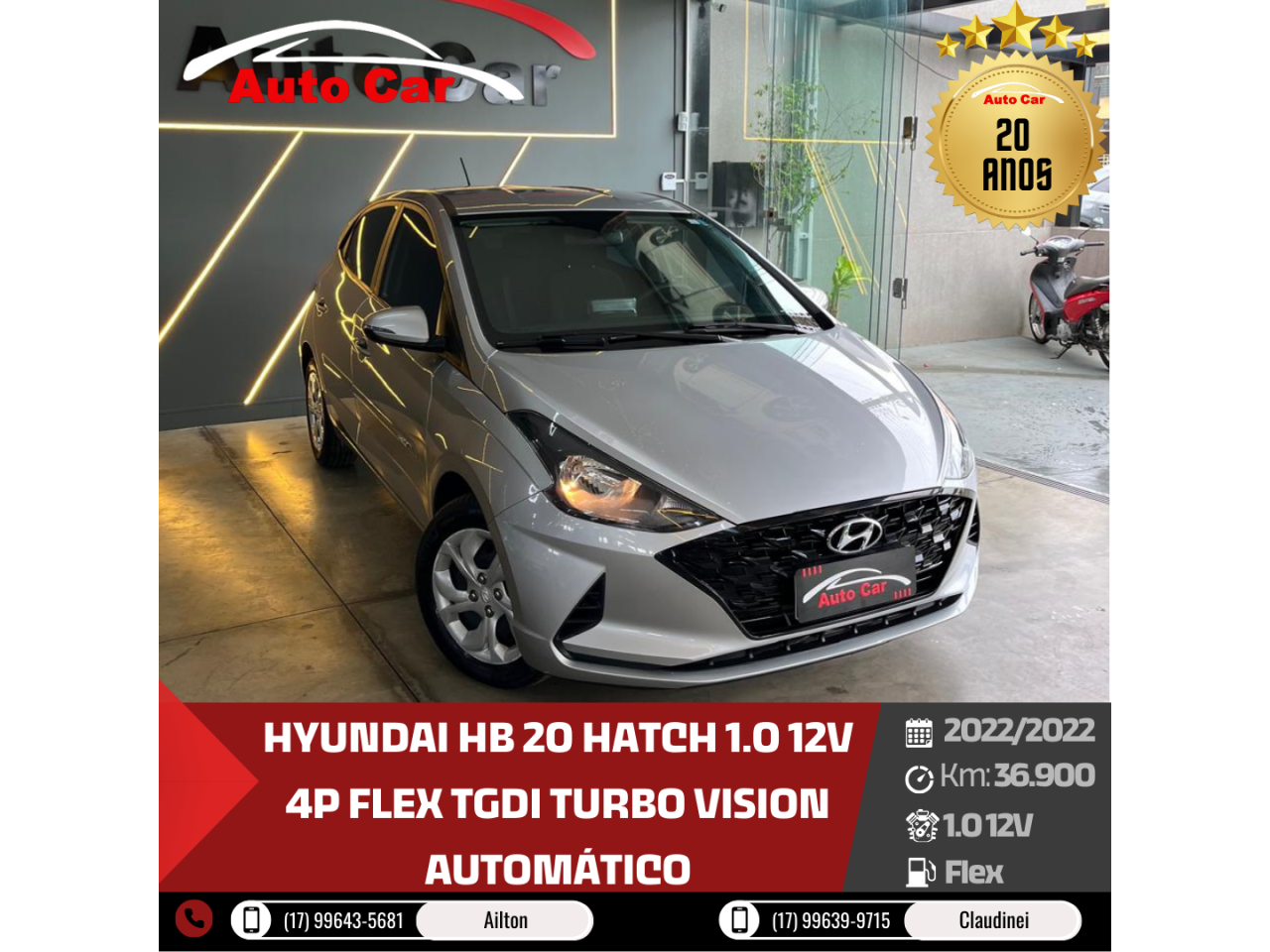 HB 20 Hatch 1.0 12V 4P FLEX TGDI TURBO VISION AUTOMÁTICO