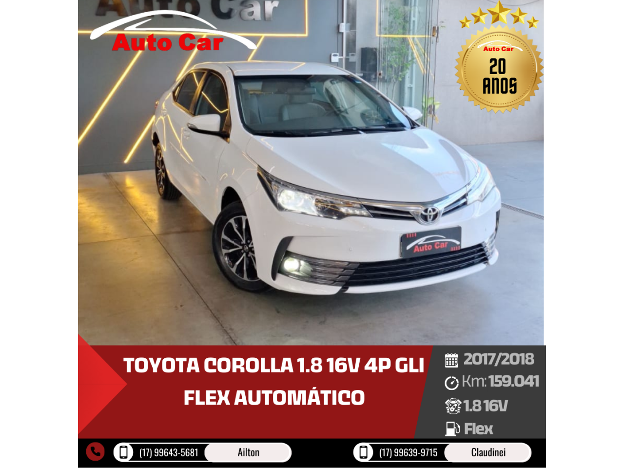 Corolla 1.8 16V 4P GLI FLEX AUTOMÁTICO