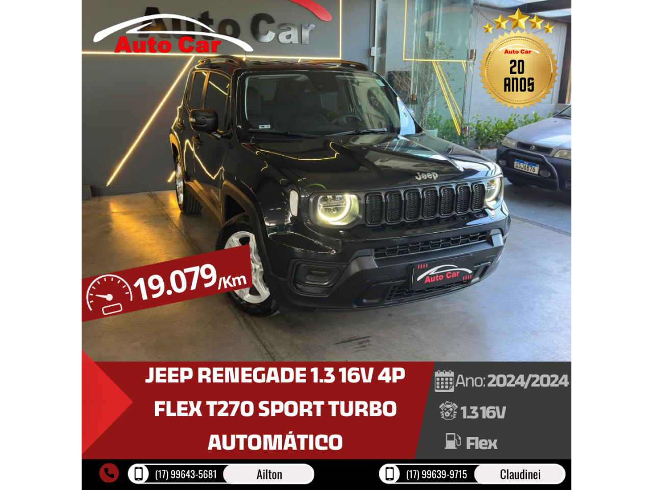 Renegade 1.3 16V 4P FLEX T270 SPORT TURBO AUTOMÁTICO