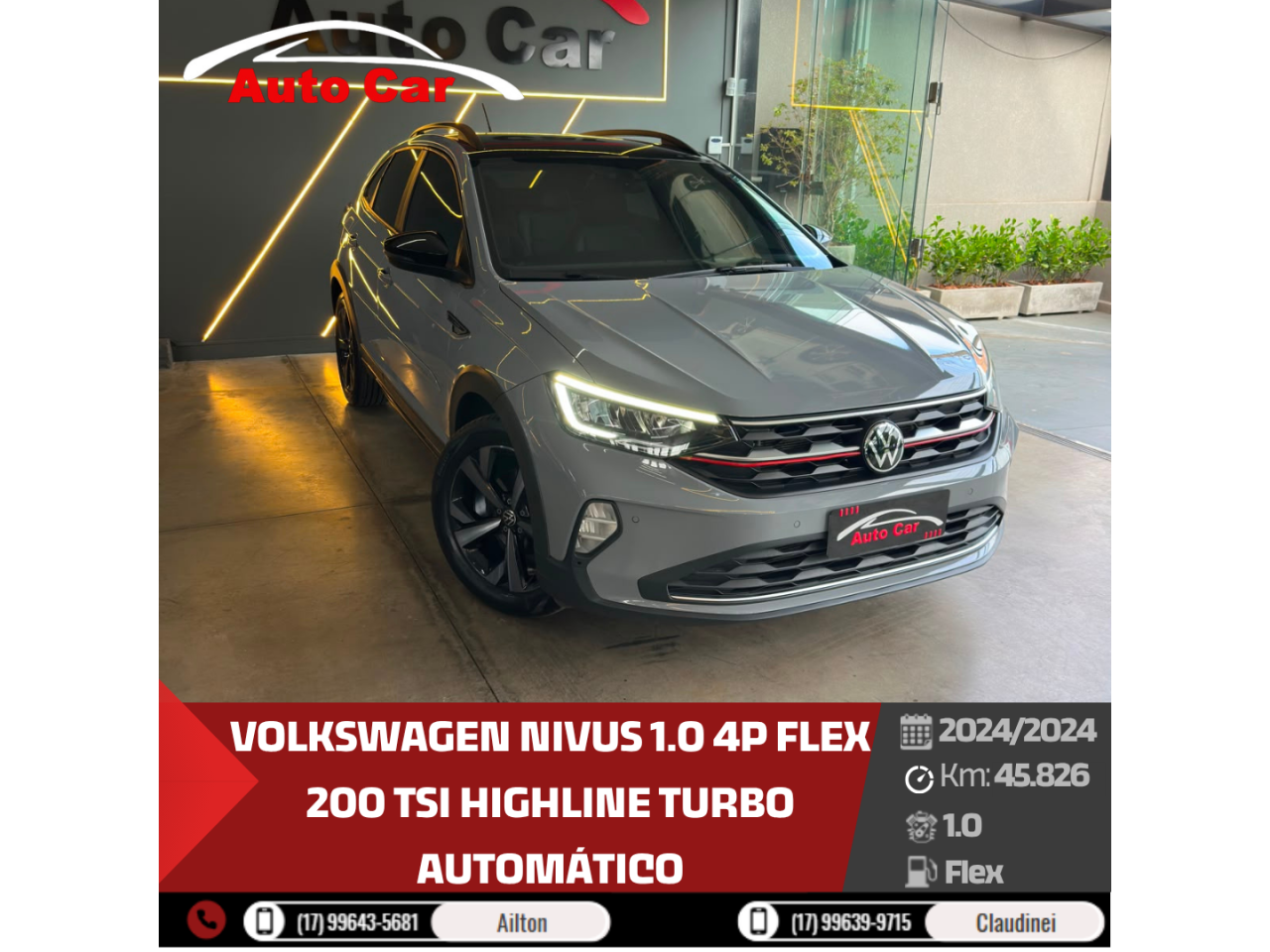 Nivus 1.0 4P FLEX 200 TSI HIGHLINE TURBO AUTOMÁTICO
