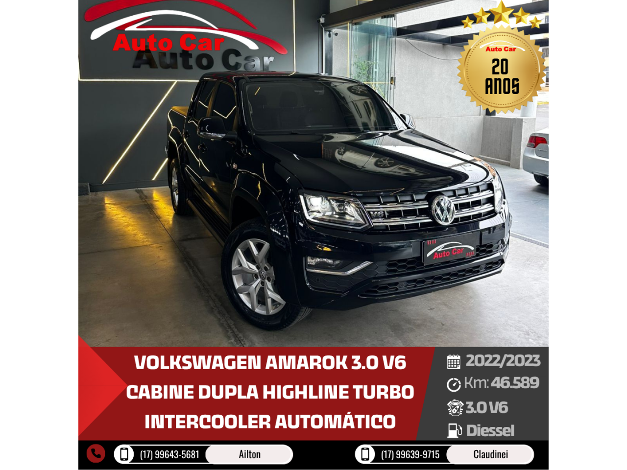 Amarok 3.0 V6 CABINE DUPLA HIGHLINE 4X4 TURBO INTERCOOLER AUTOMÁTICO