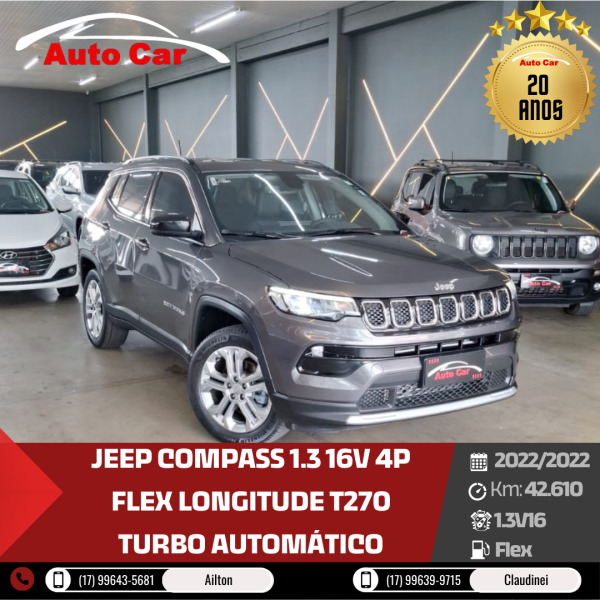 JEEP Compass 1.3 16V 4P FLEX LONGITUDE T270 TURBO AUTOMÁTICO