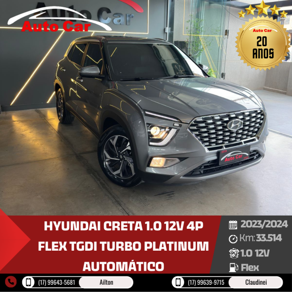 Creta 1.0 12V 4P FLEX TGDI TURBO PLATINUM AUTOMÁTICO