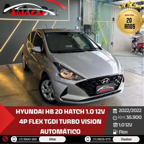 HYUNDAI HB 20 Hatch 1.0 12V 4P FLEX TGDI TURBO VISION AUTOMÁTICO