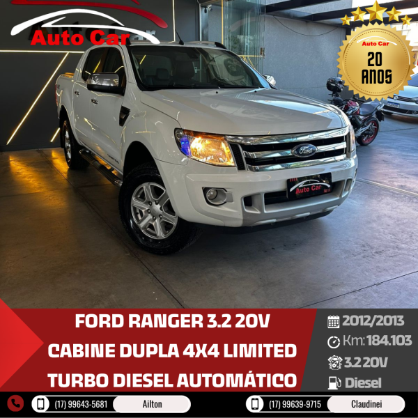 FORD Ranger 3.2 20V CABINE DUPLA 4X4 LIMITED TURBO DIESEL AUTOMÁTICO