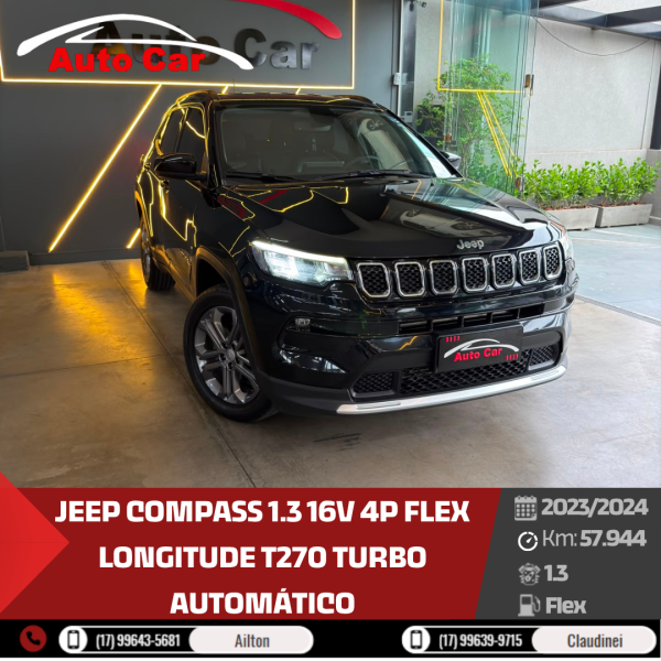 JEEP Compass 1.3 16V 4P FLEX LONGITUDE T270 TURBO AUTOMÁTICO