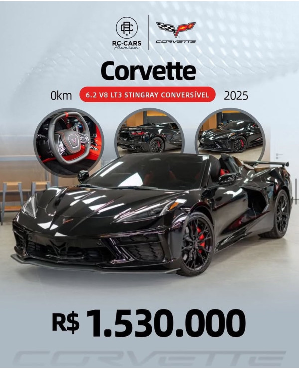 Corvette Conversível 6.2 V8 LT3 GASOLINA STINGRAY AUTOMÁTICO
