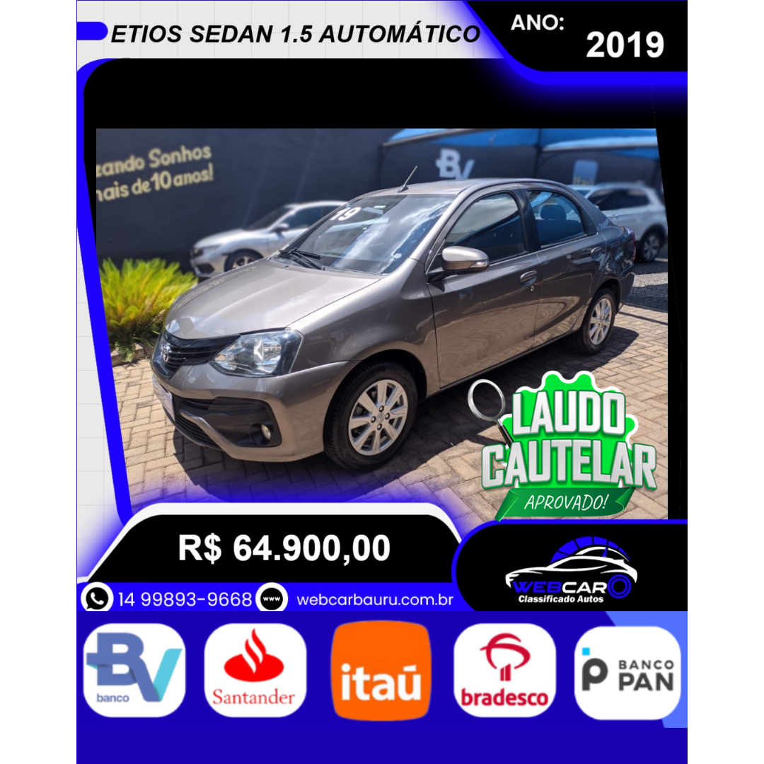 Etios Sedan 1.5 16V 4P FLEX X PLUS AUTOMÁTICO